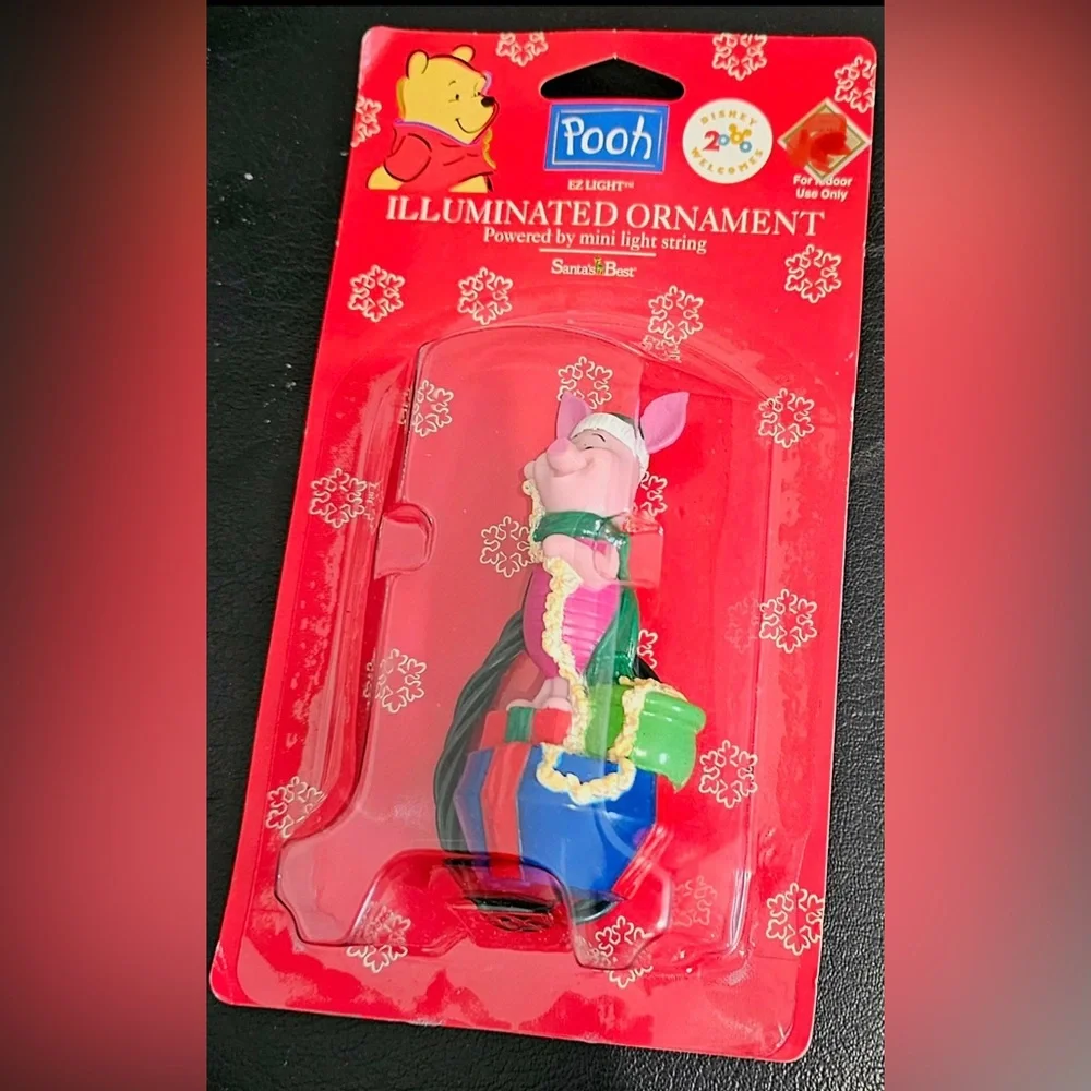 Vintage Santa's Best Disney Winnie the Pooh Disney PIGLET Illuminated Ornament